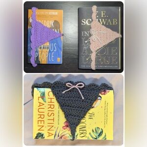 Handmade Crochet Bookmark Thong with bow